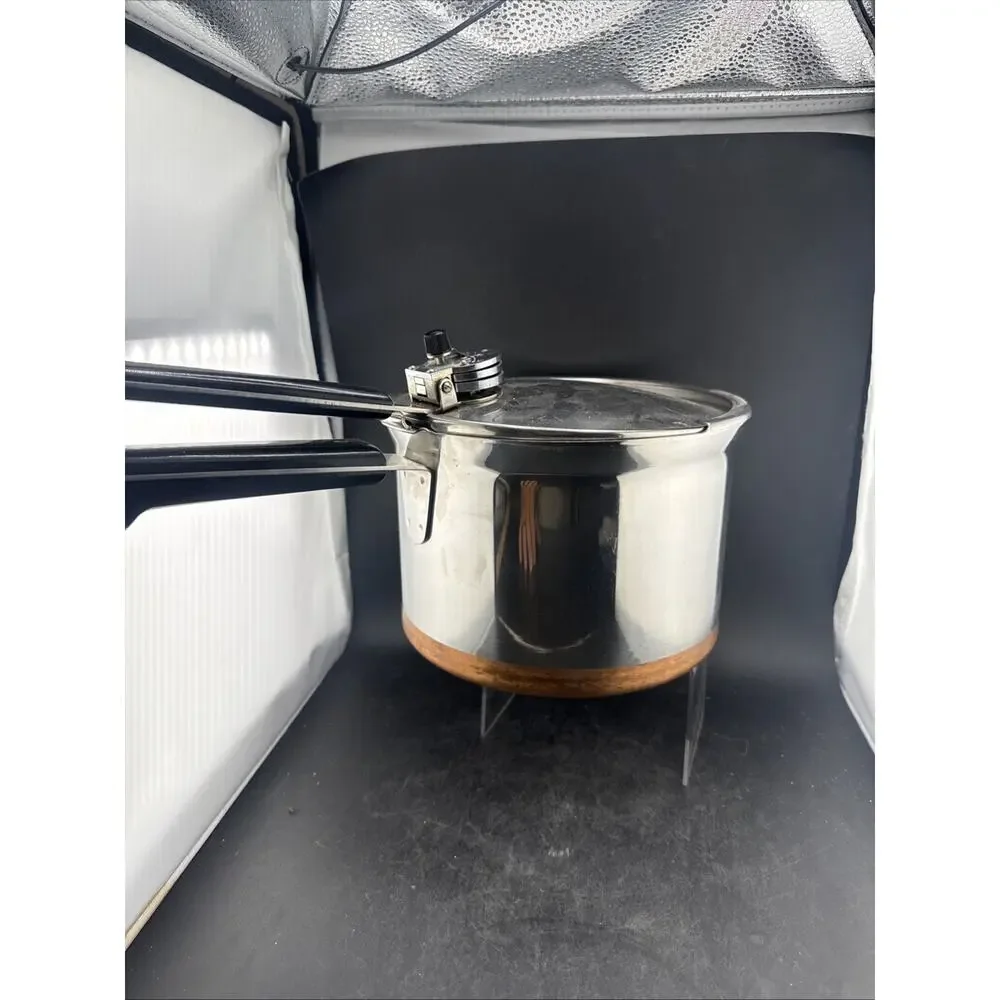 Vtg Revere Ware 1801 4 Qt Pressure Cooker Copper Clad Stainless Pre-1968 4-Quart